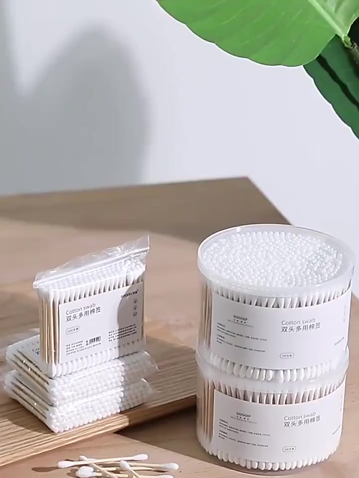 Hộp 350 tăm bông ráy tai, thân tăm gỗ 2 đầu chất liệu bông COTTON SWAB ...