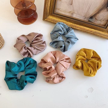 Scrunchies lụa cột tóc màu pastel trơn cao cấp Acantha- Dây buộc tóc scrunchie set dễ thương sang trọng