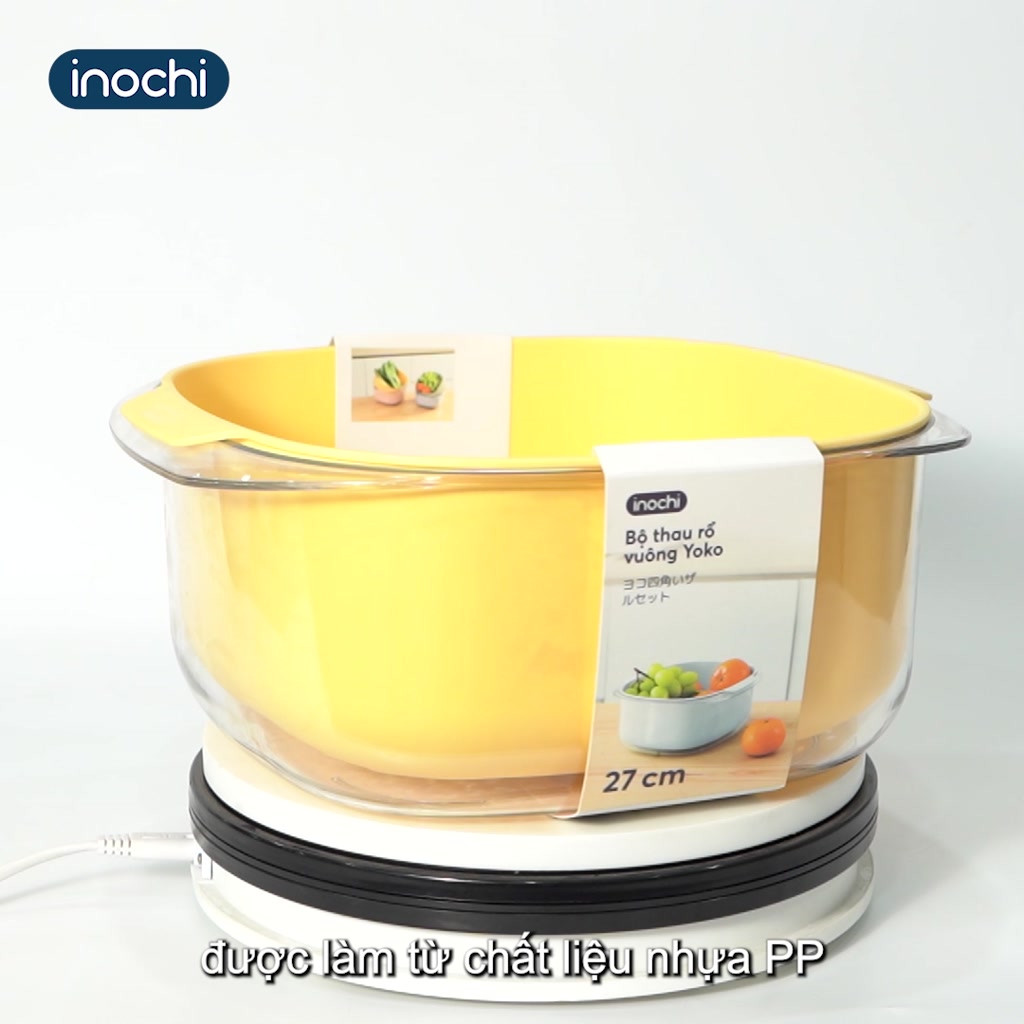 Bộ thau rổ vuông Inochi - Yoko, hai lớp đựng trái cây, rau củ siêu xinh ...