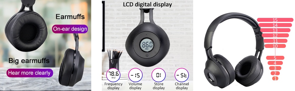 Mô tả Tai nghe radio FM kỹ thuật số Retekess TR104 bảo vệ thính giác có đầu vào AUX - 2