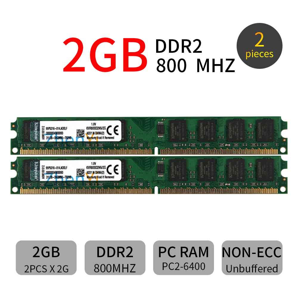 KINGSTON Set 2 Bộ Nhớ RAM 2gb ddr2 RAM 800MHz PC2-6400 Dành Cho Máy ...