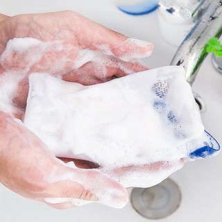 Túi lưới tạo bọt xà phòng / Túi đựng xà bông cục tắm, dày 2 lớp, có dây rút ( 9,5cm * 15cm), dây nhiều màu, bền đẹp