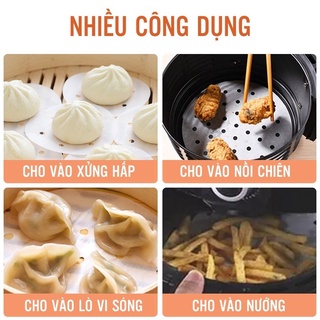 Set 100 Tờ Giấy Nến Đục Lỗ, Giấy Nến Tròn Lót Xửng Hấp, Nồi Chiên Không Dầu, Hấp Bánh Bao 88288