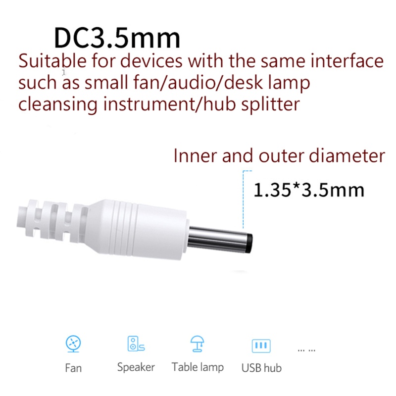 Ppy USB sang DC 3 5mm x 1 35mm cho DC Thùng Jack Cáp Nguồn Cho Quạt Đèn LED S