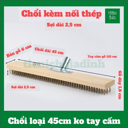 Chổi sắt mạ đồng chà cọ rong rêu ố vàng sàn nhà sân vườn bể bơi sợi dài ...