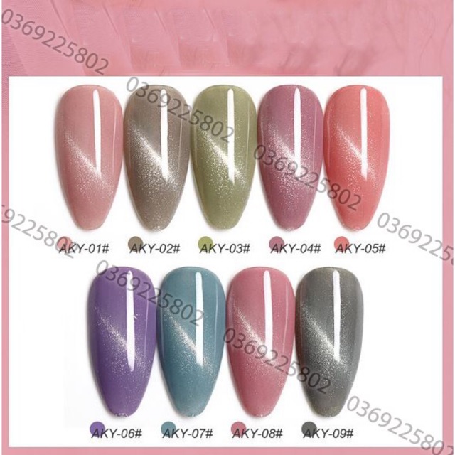 [Thanh lý đổi bảng màu] Sơn gel AS mắt mèo MÀU MỚI mã AKY 9 chai đỏ nhọn 15ml siêu HOT siêu xịn