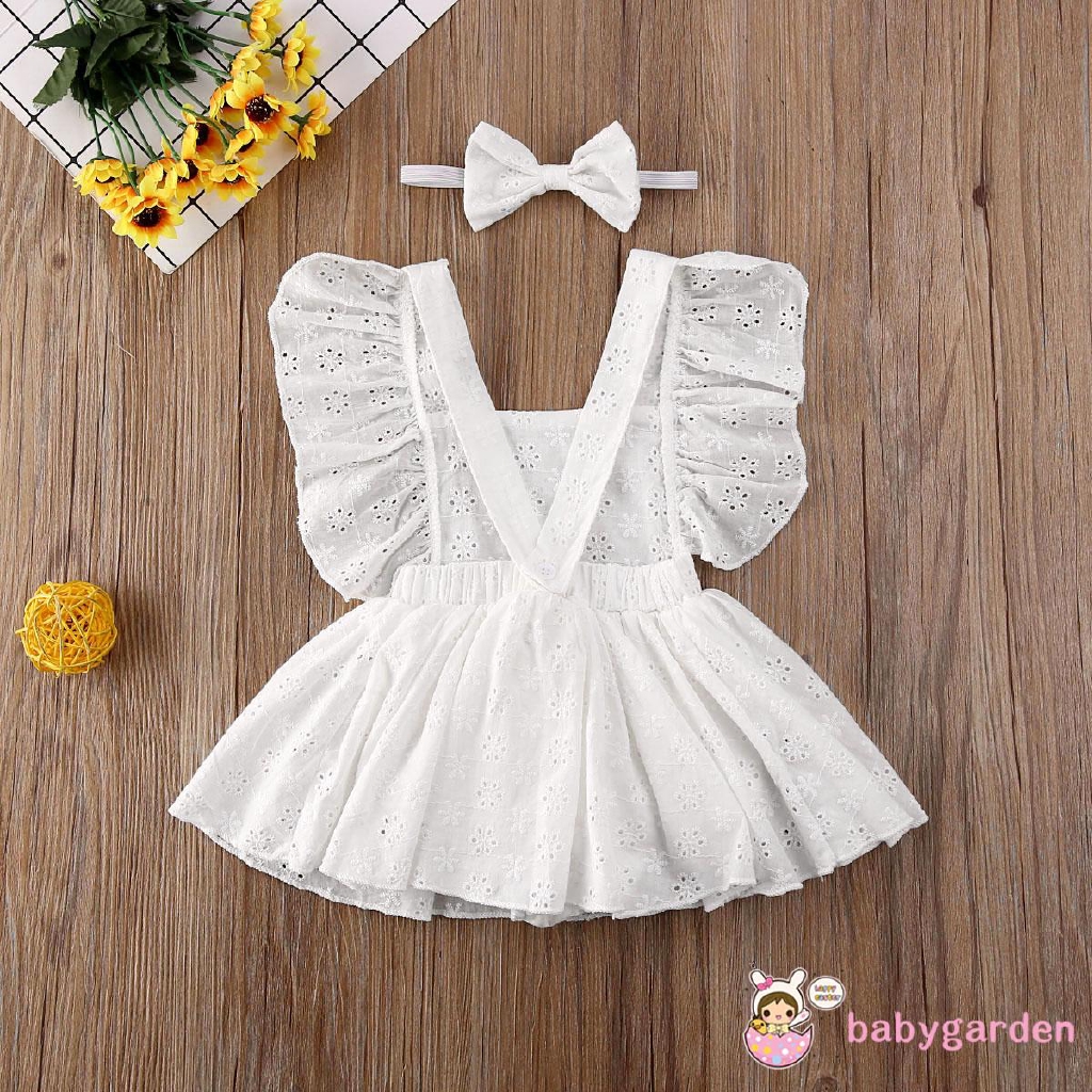 Bộ áo liền quần họa tiết hoa kèm băng đô đáng yêu cho bé gái