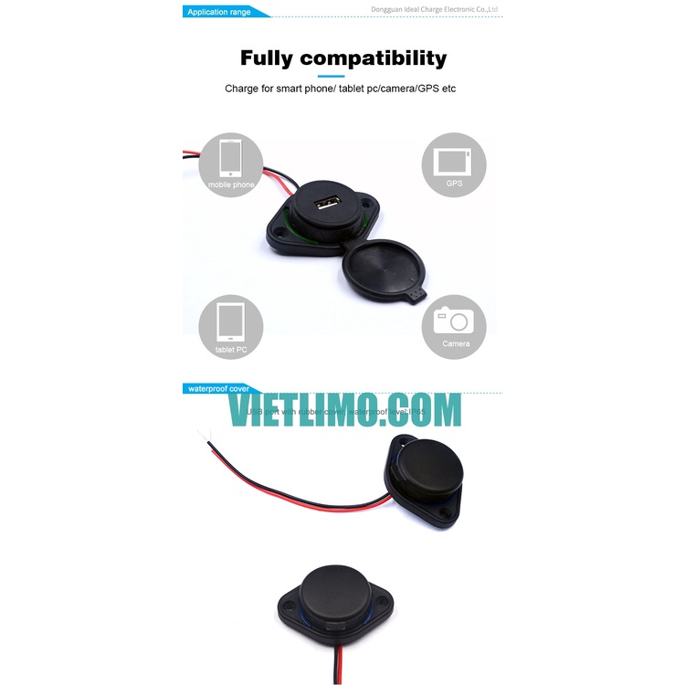 Sạc USB loại dẹp có LED 12V~24V 18W chuyên xe khách xe bus Limousine ...
