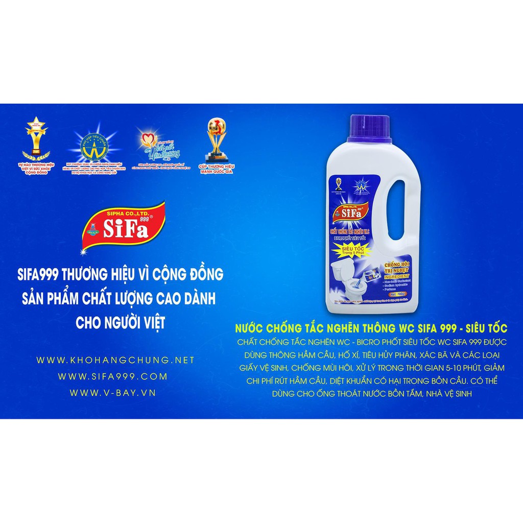 Thông tắc bồn cầu toilet siêu tốc 5 phút SIFA 999 700ml, 800ml, 1400ml, 1600ml chống hôi khử khuẩn