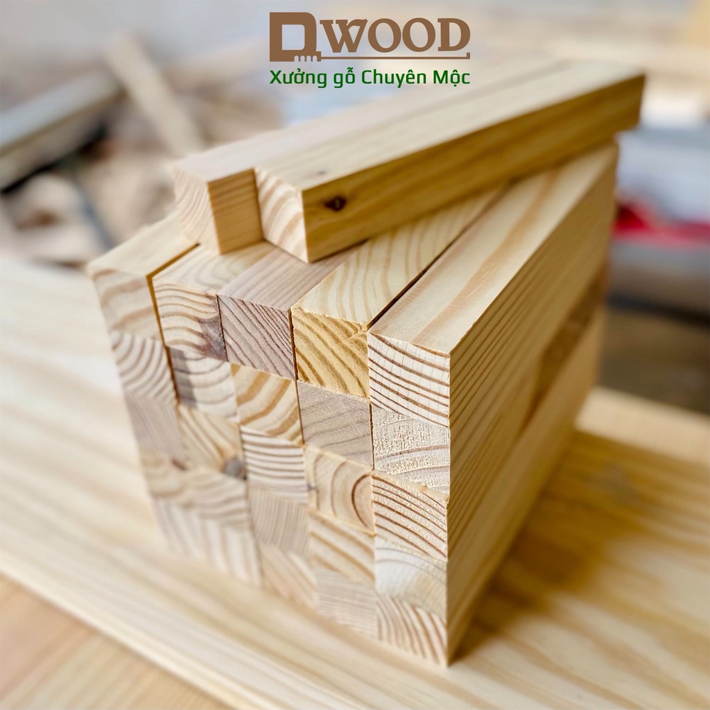 Ảnh Thanh gỗ thông DWOOD vuông 3cm dài 20cm - 30cm đã xử lý đẹp các bề mặt 2