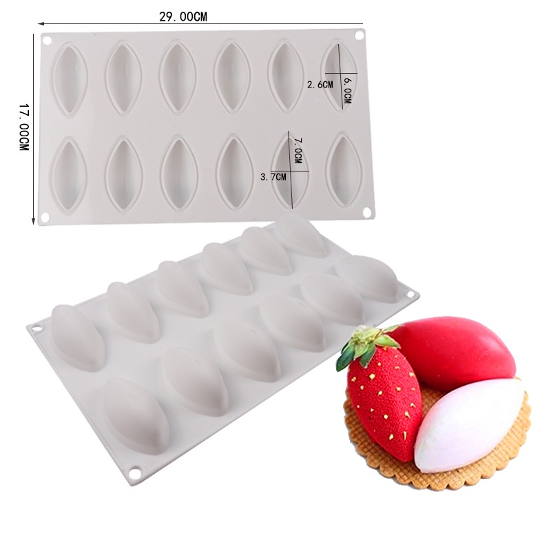 Khuôn silicone 12 Ngăn Làm Bánh mousse/Sô Cô La Hình Quả Xoài
