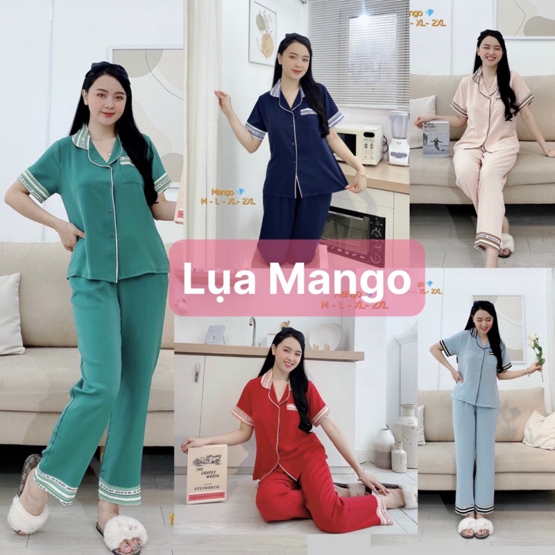 Đồ Bộ Pizama Lụa Mango Mềm Mát - Quần Dài Tay Ngắn Mẫu mới phom chuẩn hàng Có Size 50-75kg