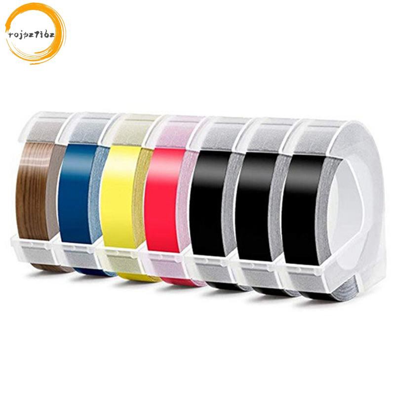 7 Chiếc Băng Dập Nổi Tự Dính 3D Nhựa 9mm x 3.0m Máy Làm Nhãn Băng Tương Thích Với DYMO Junior Label Maker