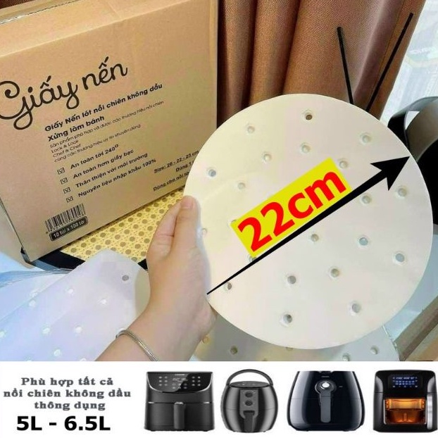 [100 tờ] Giấy nến lót nồi chiên không dầu có đục lỗ - BAO BÌ VUI