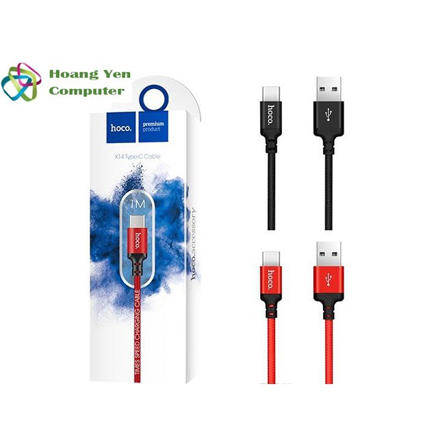 Cáp Sạc Nhanh TYPE C Hoco X14 Cho Android Dây Dù 1M Chống Đứt - BH 3 Tháng 1 Đổi 1 (MÀU SẮC NGẪU NHIÊN)