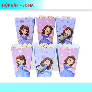 (7 Mẫu)Hộp đựng bắp + tem cắm chủ đề bé gái SET 6 cái