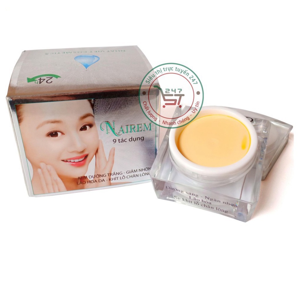 Kem dưỡng Trắng da mặt Giảm nhờn chống Lão hóa Se khít lỗ chân lông Nairem 22g (Bạc)