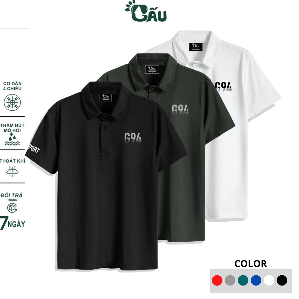 Áo thun polo thể thao Nam Gấu 194 vải thun lạnh co dãn 4 chiều, cổ trụ lá from regular fit – PL G94 Sport