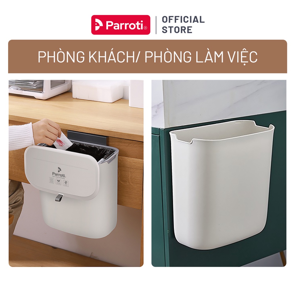 Ảnh Thùng rác treo tủ bếp, thùng rác nhà tắm dán tường, có nắp đậy thông minh - Parroti Bin BN02 4