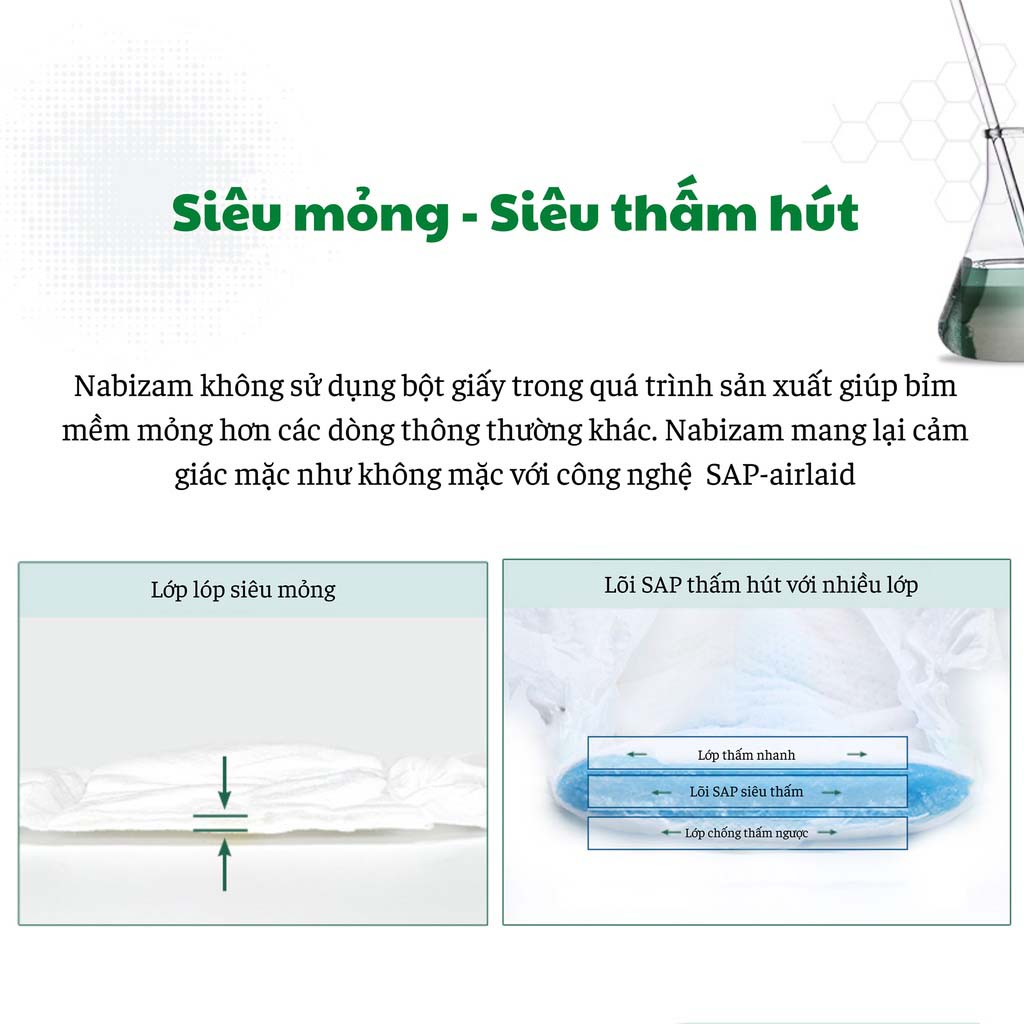 Ảnh Set 2 Miếng Tã/Bỉm Quần NABIZAM Ultra Thin Mỏng Vượt Trội, Chống Tràn Size M32/L30/XL26/2XL22/3XL20 Cho Bé 6-25kg 4