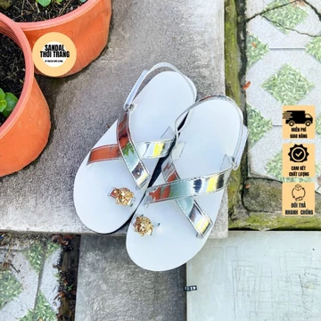 Giày sandal đi học nữ nam A24 bóng bạc Dép xăng đan quai chéo học sinh có quai hậu [ẢNH THẬT 100%] giá rẻ