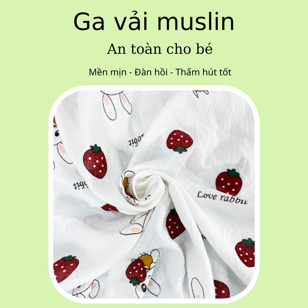 Mô tả Ga Cũi Cho Bé GOLDCAT Chất Liệu Muslin 100% Cotton Cao Cấp Mềm Mát, Viền Chun Ôm Đệm, Kích Thước Đa Dạng - 4