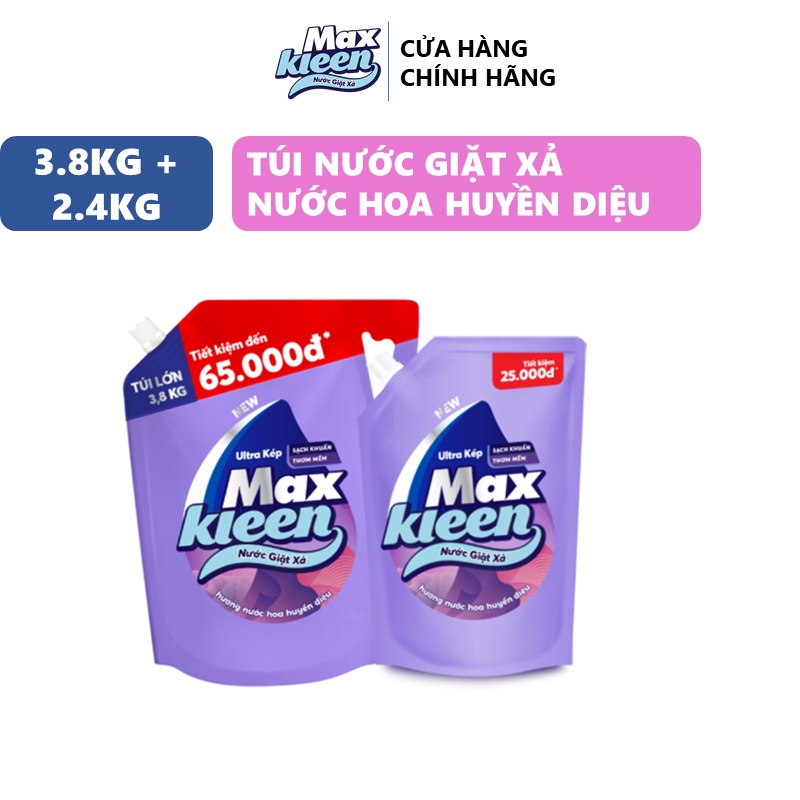 Ảnh Combo 2 Túi Nước Giặt Xả MaxKleen Hương Huyền Diệu 3.8kg + 2.4kg 2