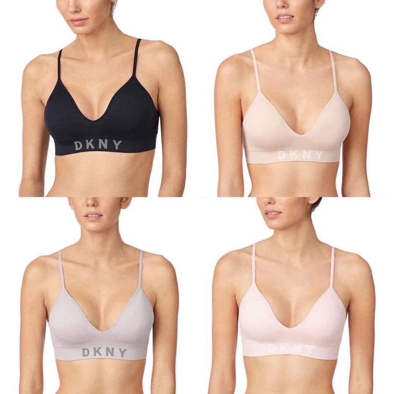 DKNY - Seamless Bra (SET 2 Áo Lót Size M, Đen Xám)