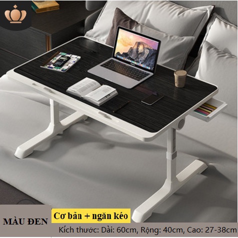 Bàn laptop gấp gọn, bàn học sinh viên, có ngăn kéo, khe để Ipad, điện thoại, giá đỡ sách, cổng sạc USB A-001