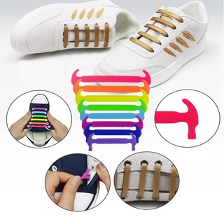 Set 12 Dây Giày Silicone Đàn Hồi Nhiều Màu Sắc Không Cần Buộc Tiện Lợi
