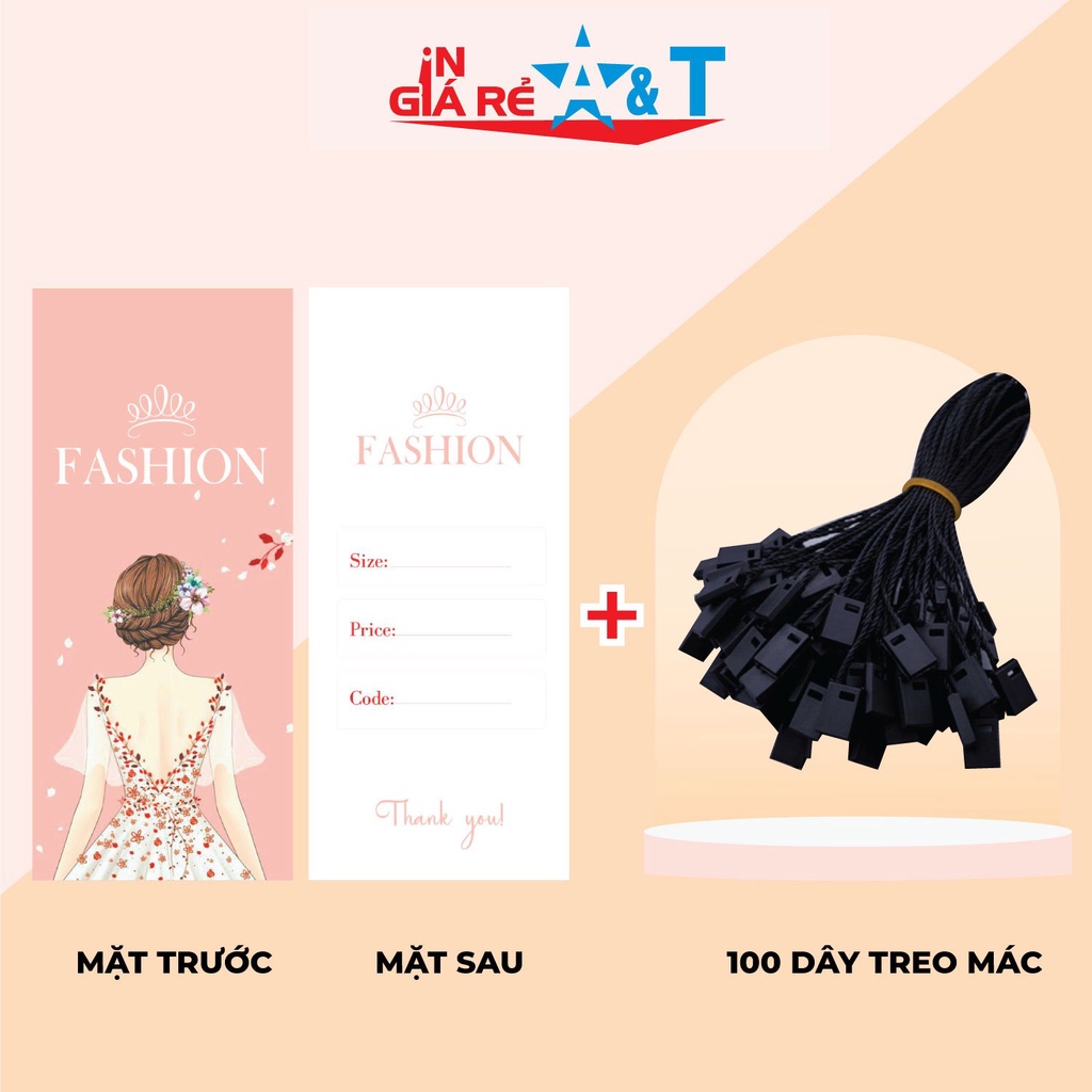 Mác quần áo combo 100 mác + 100 Dây Treo Thẻ Bài - Dây Dù Xâu Tag (Mác) Quần Áo