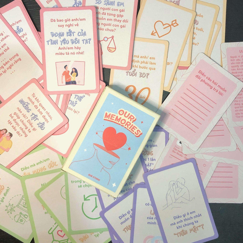 [CHÍNH HÃNG] Bộ Bài Tình Yêu Thấu Hiểu Our Memories –Card Game Bởi QUR STUDIO Gắn Kết Thấu Hiểu Dành Cho Các Cặp Đôi