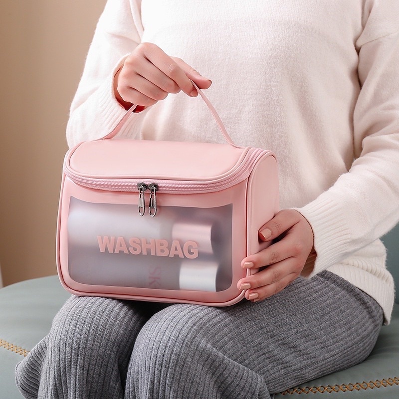 Túi đựng mỹ phẩm túi đựng đồ du lịch bằng nhựa chống thấm WASHBAG gọn nhẹ tiện lợi
