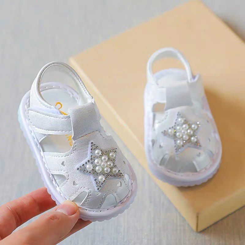 sandal tập đi cho bé - dép rọ tập  đi đế chống trượt êm chân có đèn led hình ngôi sao led208 ( có video & ảnh thật)