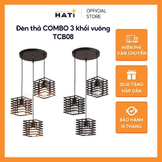 combo bộ 3 đèn thả trang trí khối vuông trang trí đã bao gồm bóng ...