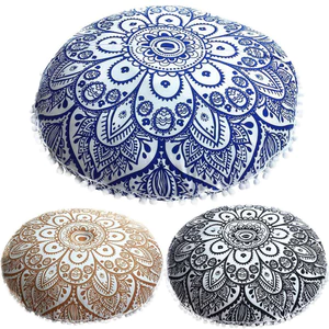 Gối Trải Sàn Mandala Ấn Độ Vỏ Gối Đệm Boho Tròn Lớn Trường Hợp Paytonshop-168