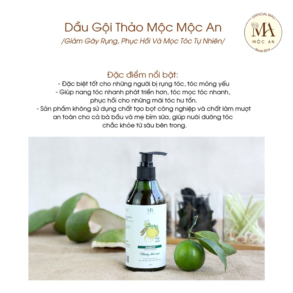 Ảnh Dầu Gội Thảo Mộc Mộc An Giảm Gãy Rụng, Phục Hồi Và Mọc Tóc Tự Nhiên 300g 2