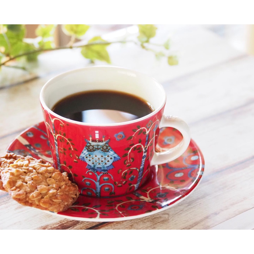 Ảnh Tách sứ uống trà Taika Iittala 200ml Phần Lan, họa tiết Bắc Âu đỏ 3
