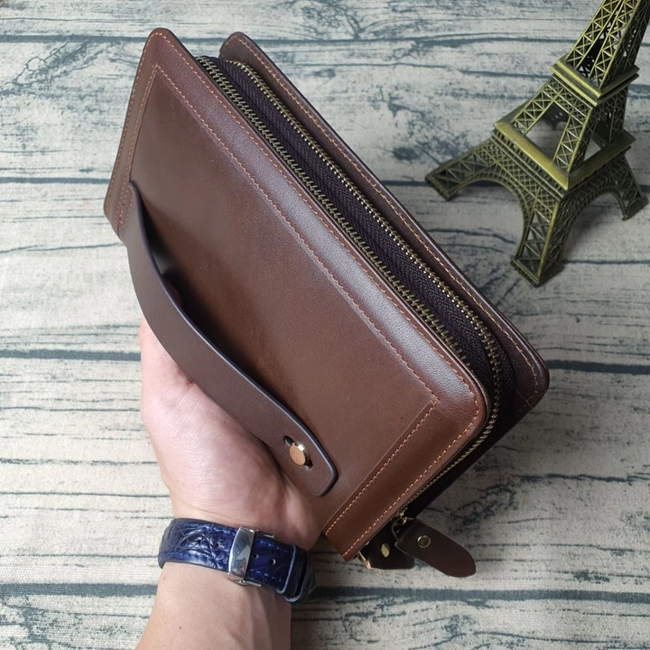 Clutch cầm tay nam da bò thật CL140 (Đen/Nâu) - 100% da bò thật, BH 3 năm