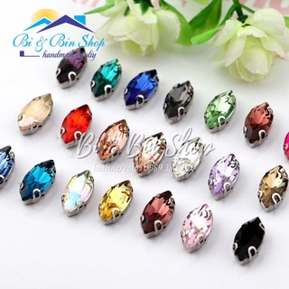 20 Viên Đá Đế Lá Me 6x12mm Hạt Pha Lê Đính kết Trang Phục, Làm Phụ Kiện Thời Trang