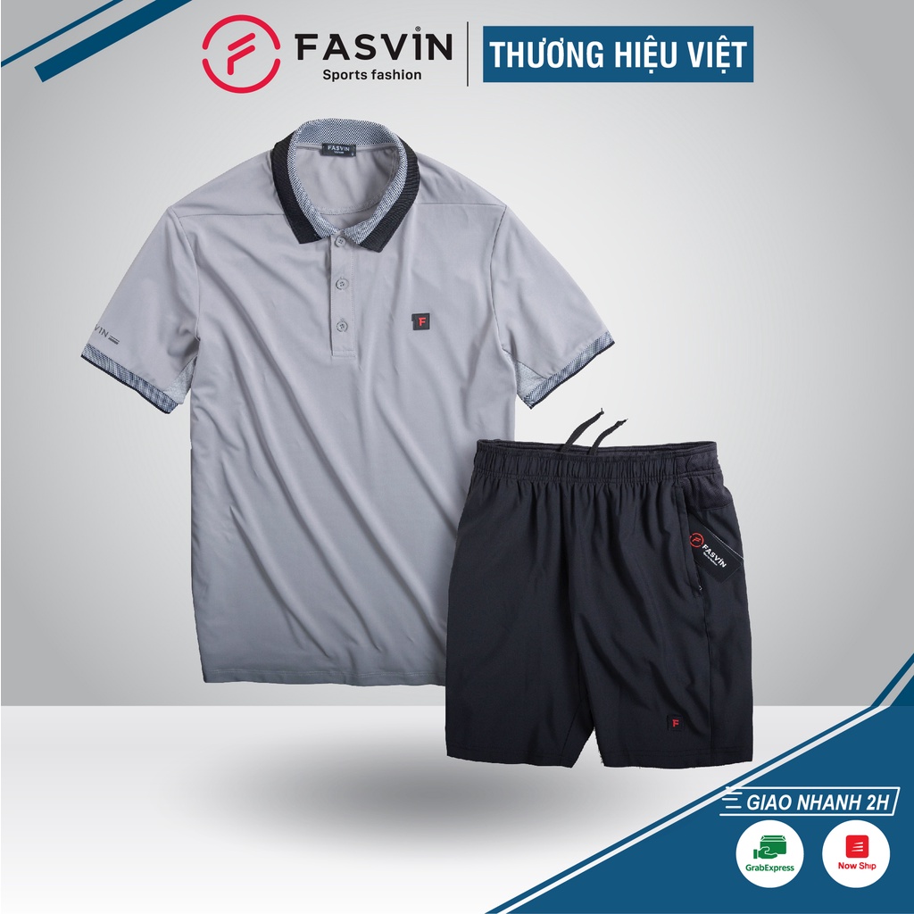 Bộ quần áo thể thao nam Fasvin AB20221.HN cộc tay cổ bẻ vải mềm nhẹ co giãn tốt