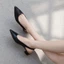 Giày guốc cao gót nữ 3 phân mũi nhọn chất liệu xi mờ kiểu dáng slingback tiểu thư _Min03-4