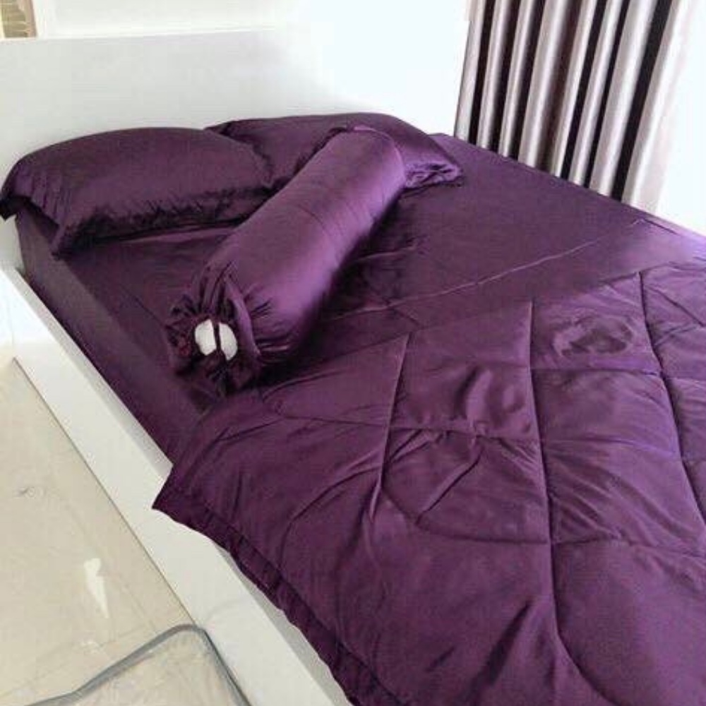 Ảnh Bộ Chăn Ga Gối Lụa Cao Cấp NITE9SILK TRAMDO BEDDING Màu Tím Nho 2