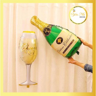 Bong Bóng Hình Chai Rượu, ly rượu trang trí sinh nhật , phòng cưới, party Yến Nhi Shop