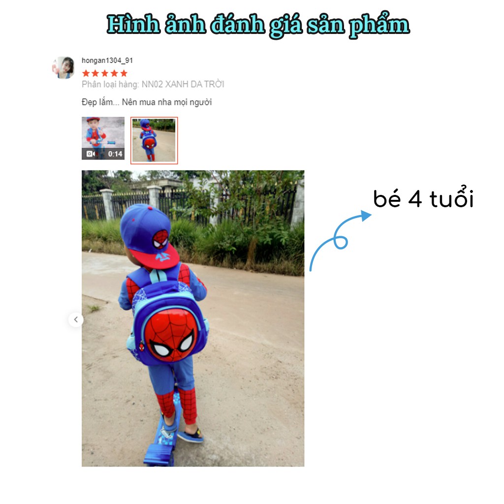 Ảnh Balo cho bé trai đi học mẫu giáo mầm non 1989KIDS SHOP hình siêu nhân,chống thấm nước,siêu nhẹ,kích thước 30cm*13cm*26cm 3