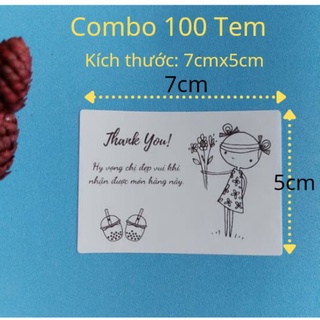 100 Tem Dán Thank You Kích thước 7x5cm có sẵn keo