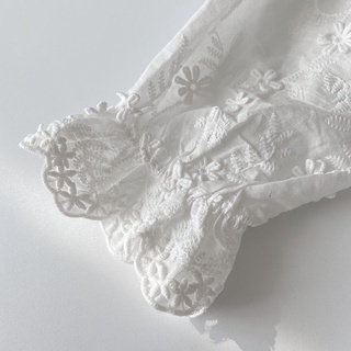 Áo Sơ Mi cotton Dài Tay Cổ Cao Phối Ren Phong Cách Hàn Quốc baju baju wanita Lenjang