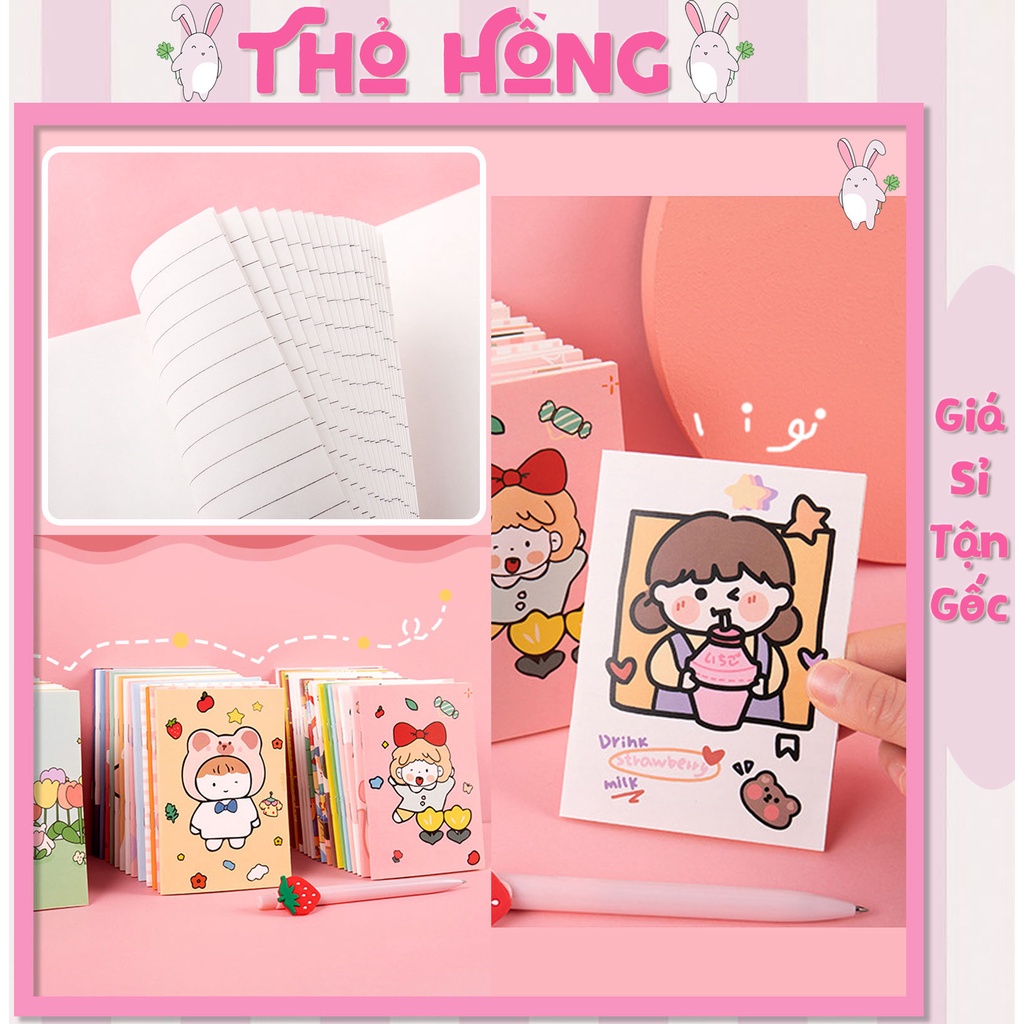 📒 COMBO 3 SỔ VỞ CẦM TAY MINI – HÌNH HOẠT HÌNH 8×10CM – 32 TRANG 🎀