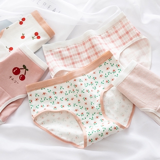 Quần Lót Cotton Mềm Mại Thoáng Khí In Họa Tiết Hoa Và Cherry Đáng Yêu Dành Cho Bé Gái