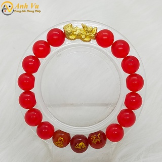 Vòng tam hợp quý nhân quý thần thân tý thìn - Vòng tay tam hợp 12 con giáp - Màu Đỏ - Size 8 10 12ly - May mắn tài lộc